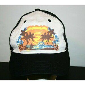 Surfware Hawaii classics sunset mesh hat cap snap back black 7"